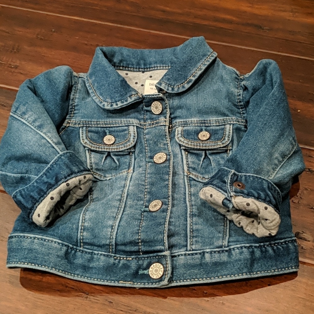 EUC Gap denim jacket with polka dot lining